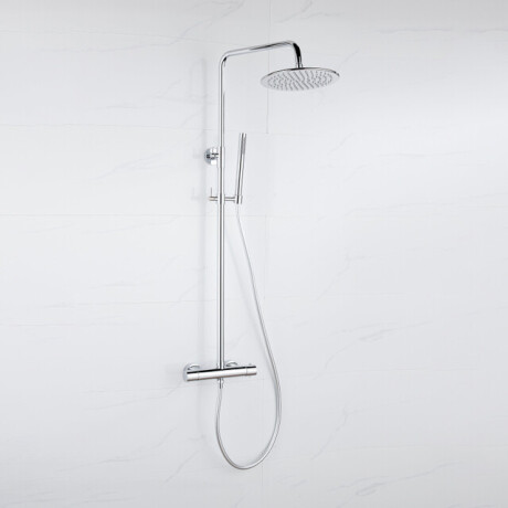 Fortifura Calvi Regendoucheset - thermostatisch - 25cm hoofddouche - gladde slang - staaf handdouche - chroom SW1159497 SW706209