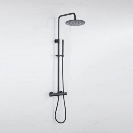 Fortifura Calvi Regendoucheset - thermostatisch - 30cm hoofddouche - metalen slang - staaf handdouche - mat zwart SW115998 SW1139120