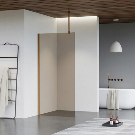 Fortifura Galeria inloopdouche - 120x200cm - rookglas - plafondarm - Geborsteld koper PVD (Koper) SW797944/SW876702/SW876705