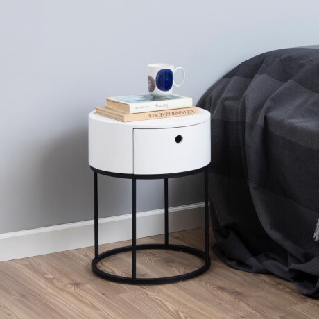 Bendt Rond Nachtkastje 'Gaga' met lade, kleur Wit