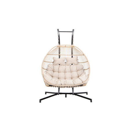 HOME DELUXE Hangstoel met frame Loma (2-zits, Beige)