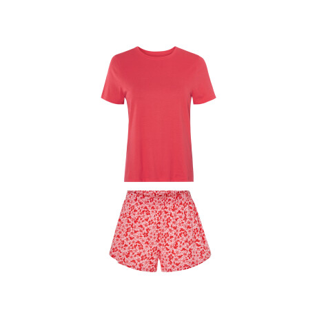 esmara Korte dames pyjama (Rood/donkerroze, L (44/46))