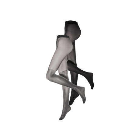 esmara 2 dames panty's (Zwart/zilver, S (36/38))