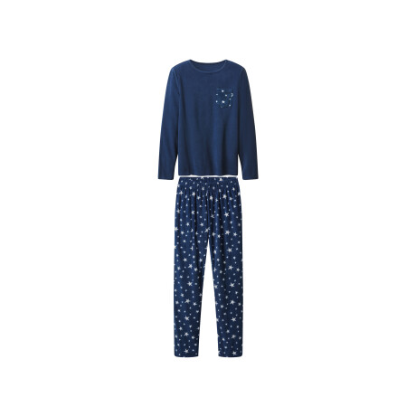 esmara Fleece dames pyjama (Donkerblauw/wit, M (40/42))