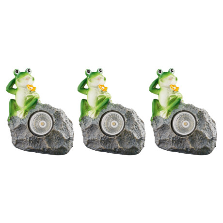 LIVARNO home LED-solarlampen (3 stuks grijs met kikker)