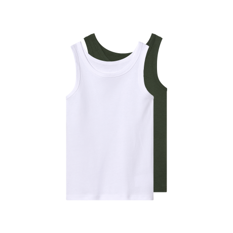 esmara 2 Kinder hemden (wit/donkergroen, 158/164)