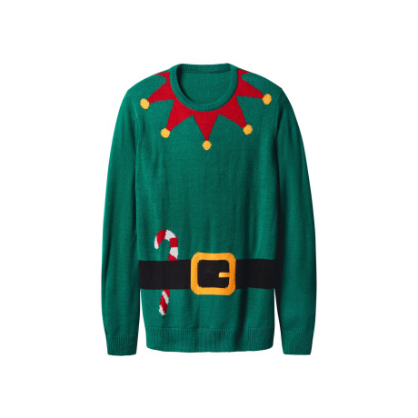 esmara Men Heren kersttrui met lampjes (Groen, XXL)