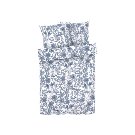 LIVARNO home Satijnen dekbedovertrek 200 x 200 cm (Blauw/wit)