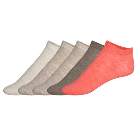 esmara 5 paar dames enkelsokken (beige/koraal, 39-42)