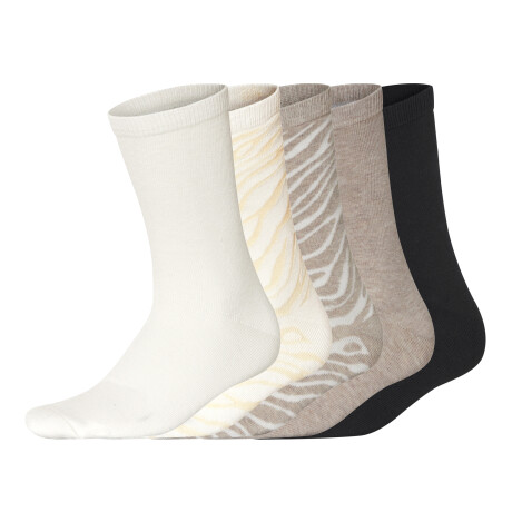 esmara 5 Paar sokken (Print/beige/wit/zwart, 35-38)