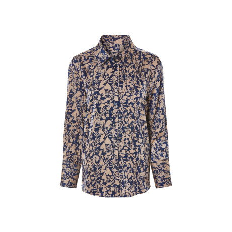 esmara Satijnen dames blouse (38, blauw/brons)