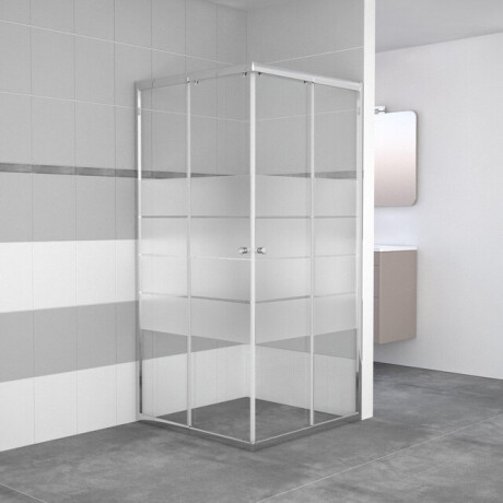 GO by Van Marcke Avis douchecabine 90x90x185cm vierkant 2 schuifdeuren 4mm helder veiligheidsglas met matte stroken aluminium verchroomd 114420