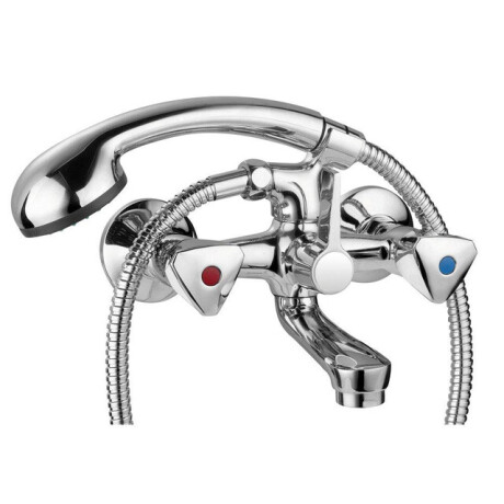 Go by Van Marcke Easy II tweegreepsmengkraan baddouche compleet inclusief handdouche hartafstand 15cm inclusief rozetten en S-koppelingen 185702