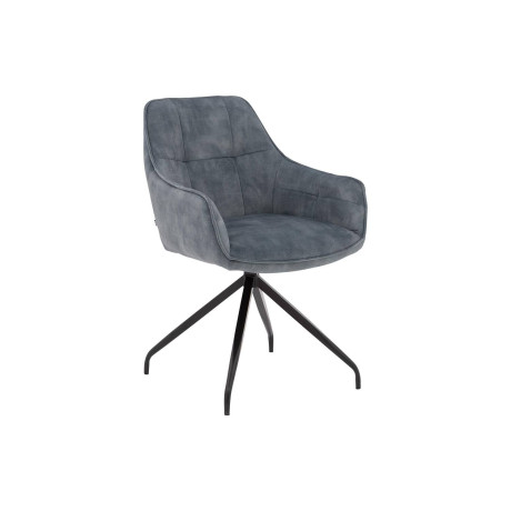 Goossens Basic Eetkamerstoel Alba blauw stof graden draaibaar met armleuning,