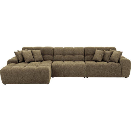 Goossens Excellent Bank Kubus - 30 X 30 Cm Stiksel groen, stof, 1,5-zits, modern design met chaise longue links