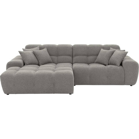 Goossens Excellent Bank Kubus - 40 X 40 Cm Stiksel grijs, stof, 1,5-zits, modern design met chaise longue links