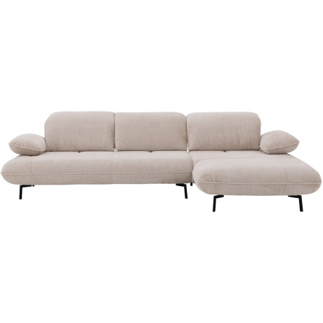 Goossens Excellent Bank Leandro wit, stof, 2,5-zits, modern design met chaise longue rechts