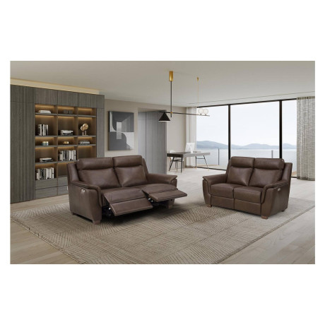 Goossens Excellent Relaxbank Vlore bruin, leer, 2,5-zits, stijlvol landelijk