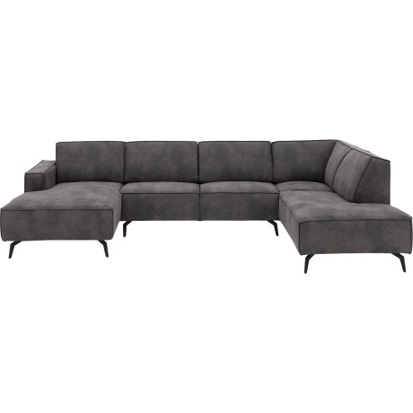 Goossens Hoekbank Hercules donkergrijs, microvezel, 2-zits, modern design met ligelement rechts