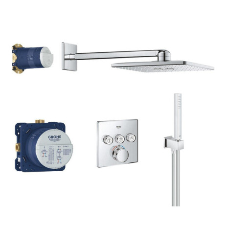 GROHE Grohterm SmartControl Regendoucheset Inbouw - inbouwboxen - hoofddouche vierkant - staafhanddouche - chroom 34706000