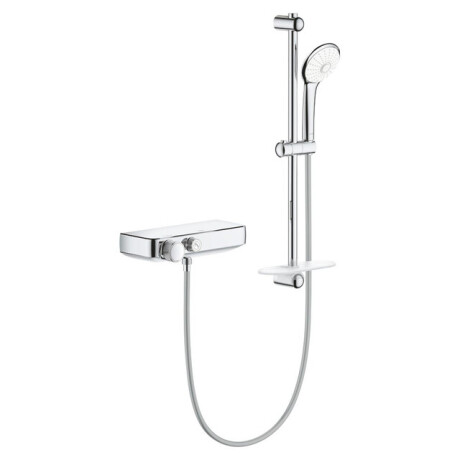GROHE Grohtherm Smartcontrol Doucheset - thermostatische douchekraan - met glijstangset - 60cm - ronde handdouche - 3 straalsoorten - gladde doucheslang - met zeepschaal - chroom 34720000
