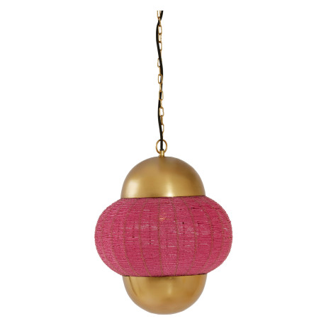 Light & Living Hanglamp 'Cetara' Kralen, 33cm, kleur Roze/Brons