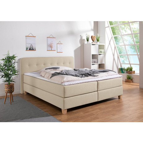 Home affaire Boxspring Fargo inclusief topper, in 3 soorten matrassen, in fluweel of structuurstof