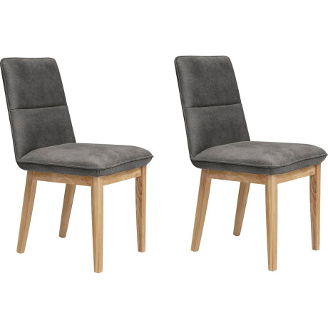Home affaire Eetkamerstoel Beluna gestoffeerde stoel eetkamer bestseller Frame en poten van massief eiken, modern landhuis (set, 2 stuks)