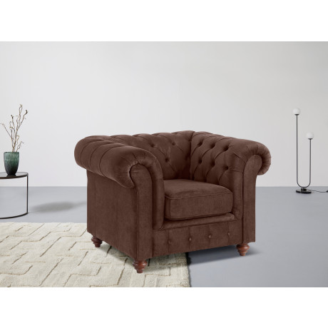 Home affaire Fauteuil Chesterfield B/D/H: 105/69/74 cm met hoogwaardige knoopdetails, ook in leer