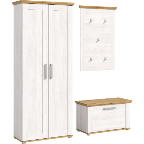 Home affaire Halmeubelset Cosenza, Breedte ca. 175 cm, 2-kleurig, 3-delig, bestaande uit: Garderobekombinatie, combinatie, hal, garderobe, garderobemeubels (3-delig)