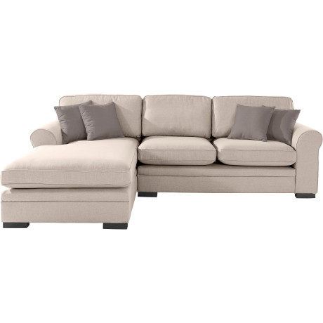 Home affaire Hoekbank Broughton L-vorm zacht zitcomfort, incl. 4 sierkussens, opstaande naad