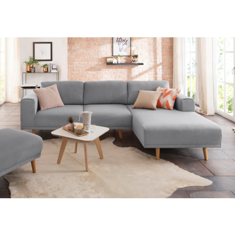Home affaire Hoekbank Lasse L-vorm in scandinavische stijl met houten poten