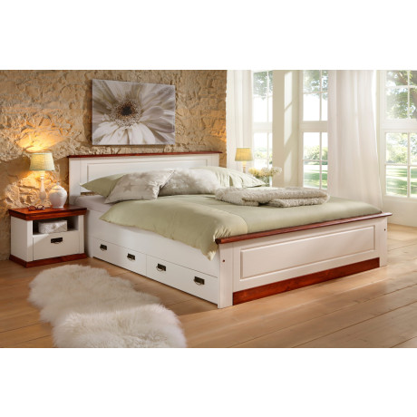 Home affaire Massief houten ledikant Madrid, landelijke stijl, hoge belasting! van fsc-gecertificeerd grenen, inclusief lattenbodem, cassette-look
