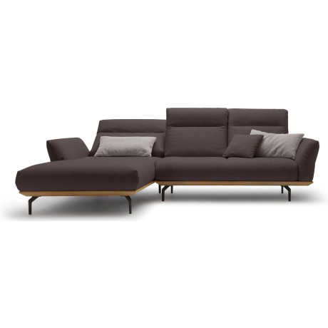 Hülsta Sofa Hoekbank Hs.460 Sokkel in walnotenhout, onderstel in umbra grijs, breedte 298 cm