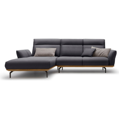 Hülsta Sofa Hoekbank Hs.460 Sokkel in walnotenhout, onderstel in umbra grijs, breedte 298 cm