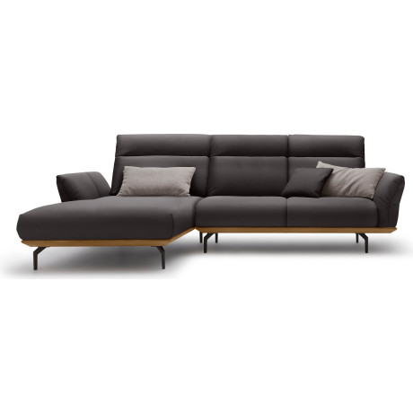 Hülsta Sofa Hoekbank Hs.460 Sokkel in walnotenhout, onderstel in umbra grijs, breedte 298 cm