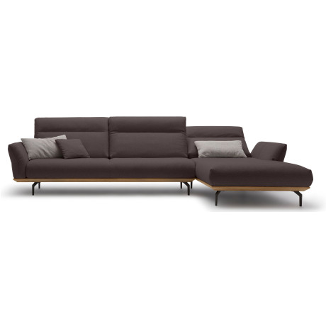 Hülsta Sofa Hoekbank Hs.460 Sokkel in walnotenhout, onderstel in umbra grijs, breedte 338 cm