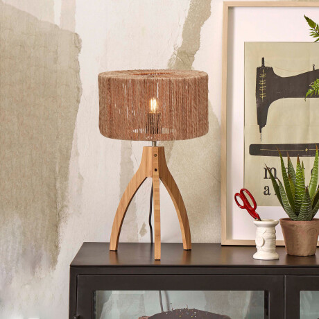GOOD&MOJO Tafellamp 'Iguazu' 3-poot, Bamboe en jute, kleur Naturel
