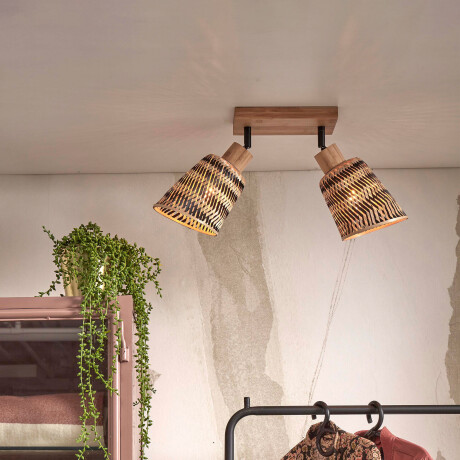 GOOD&MOJO Plafondlamp 'Java' 2-lamps, Bamboe, kleur Naturel/Zwart