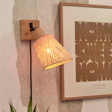 GOOD&MOJO Wandlamp 'Java' Bamboe, kleur Naturel/Zwart