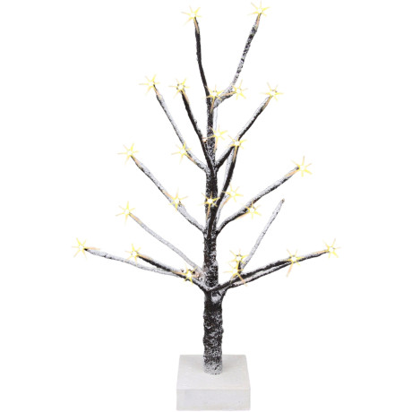 I.GE.A. Deco-boom Kunstmatige kerstboom, kunstboom, kerstdecoratie met kunstsneeuw en led verlichting op houten voet, bruin, hoogte ca. 65 cm (1 stuk)
