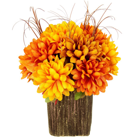 I.GE.A. Kunstbloem Chrysanten in pot Herfstdecoratie, herfstbloemen, kunstplant (1 stuk)