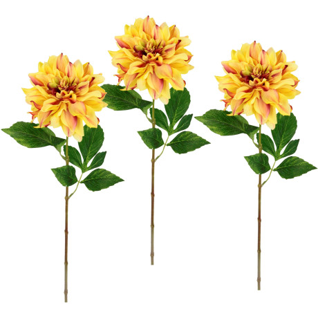 I.GE.A. Kunstbloem Dahlia Enkele bloem, steelbloem, 3-delige set (3 stuks)