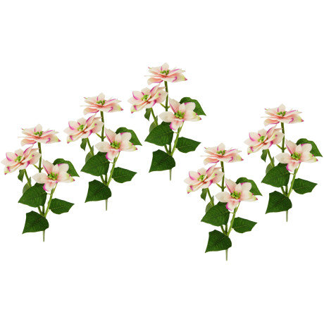 I.GE.A. Kunstbloem Kerstster Kunstmatige poinsettia tak, 5-delige set (5 stuks)