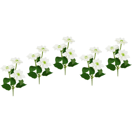 I.GE.A. Kunstbloem Kerstster Kunstmatige poinsettia tak, 5-delige set (5 stuks)