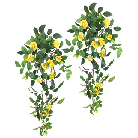 I.GE.A. Kunstbloem Kunstmatige rozenhanger Rozenrank rozenboog rozen bloem rozenkrans decoratie struik (2 stuks)