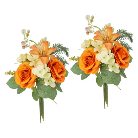 I.GE.A. Kunstbloem nboeket rozen, lelies, hortensia Bloemenboeket boeket bloem grafdecoratie opvulling grafdecoratie (2 stuks)