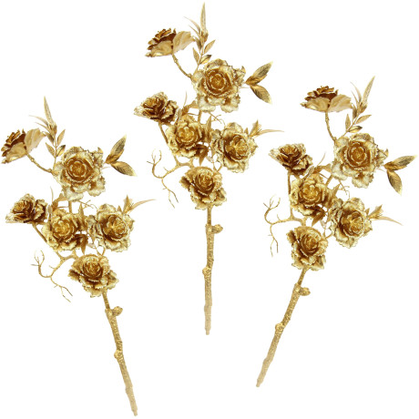 I.GE.A. Kunstbloem Rosé Kunstroos, rozen tak, 3-delige set (3 stuks)