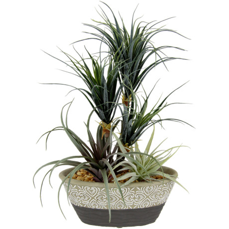 I.GE.A. Kunstplant Dracena/Tillandsia In sierpot van keramiek