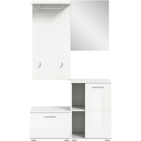 INOSIGN Halmeubelset Valge, Breedte 110 cm, 4-delig Set, bestaande uit: Zitbank, garderobepaneel, schoenenkast en garderobespiegel (4-delig)